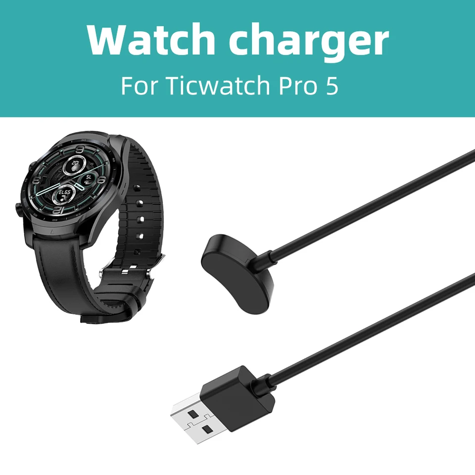 Nabíjací kábel nabíjačky nabíjačky 1 m pre Ticwatch Pro 5/Prox/Pro3 Smart Watch