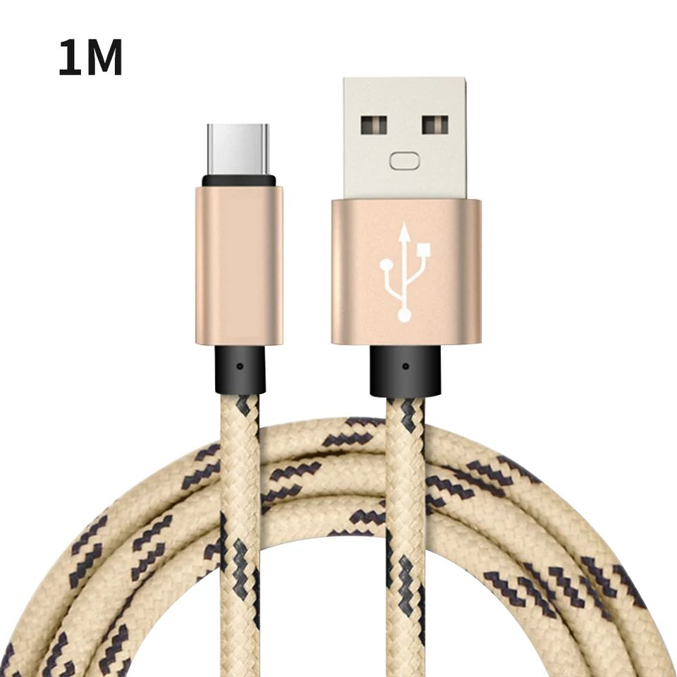 Nabíjací kábel typu C rýchla nabíjačka Nylon nylon spletená dátový kábel Káblové príslušenstvo, 2 meter, čierna