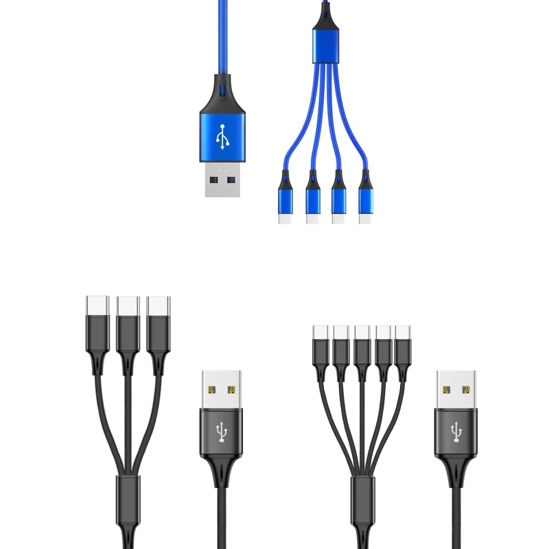 Nabíjací kábel USB Nylon prepletený Universal 3/4/5 In1 Multid adaptér