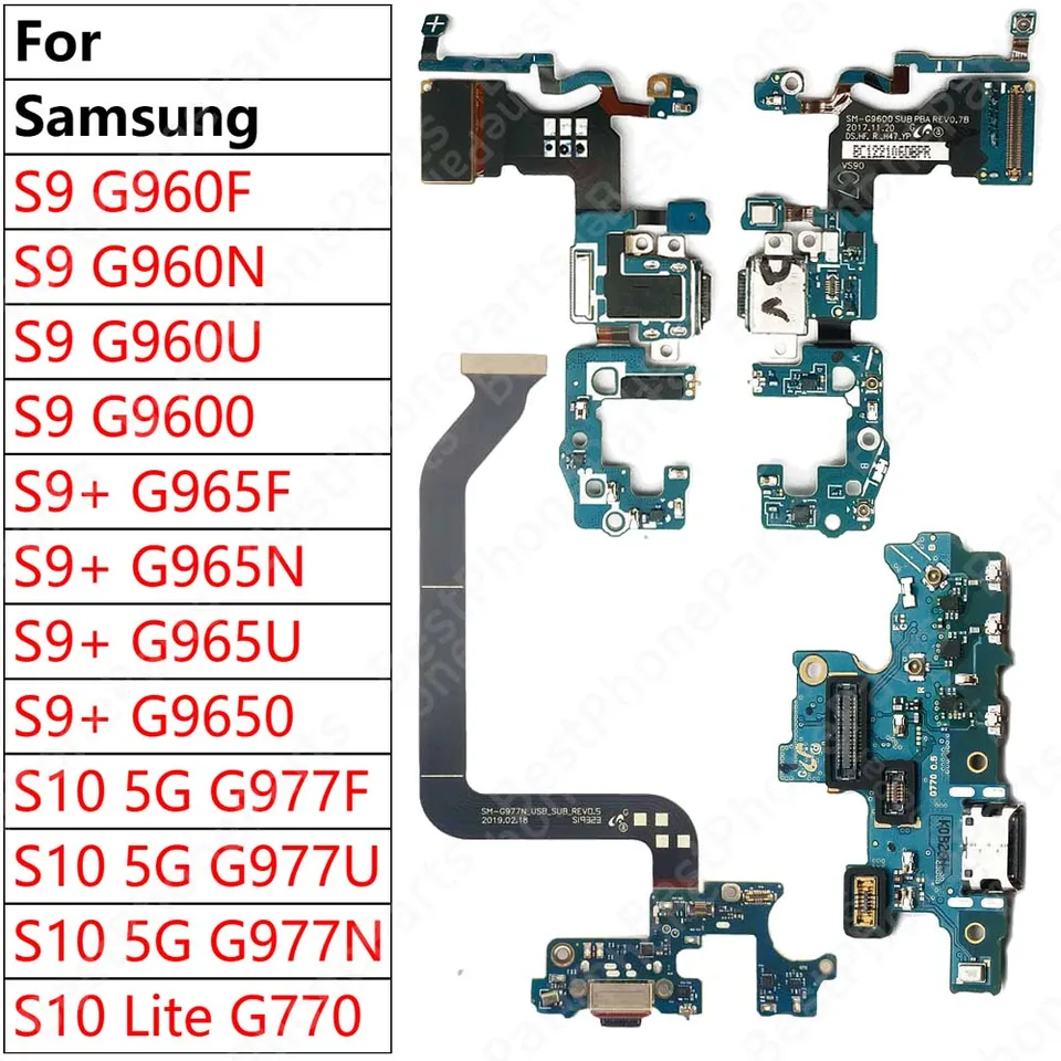 Nabíjací port pre Samsung Galaxy S10 Lite 5G S9 Plus S9+ G960 G965 G977 G770 Nabíjačka doska PCB PCB USB KABEL CONEKT