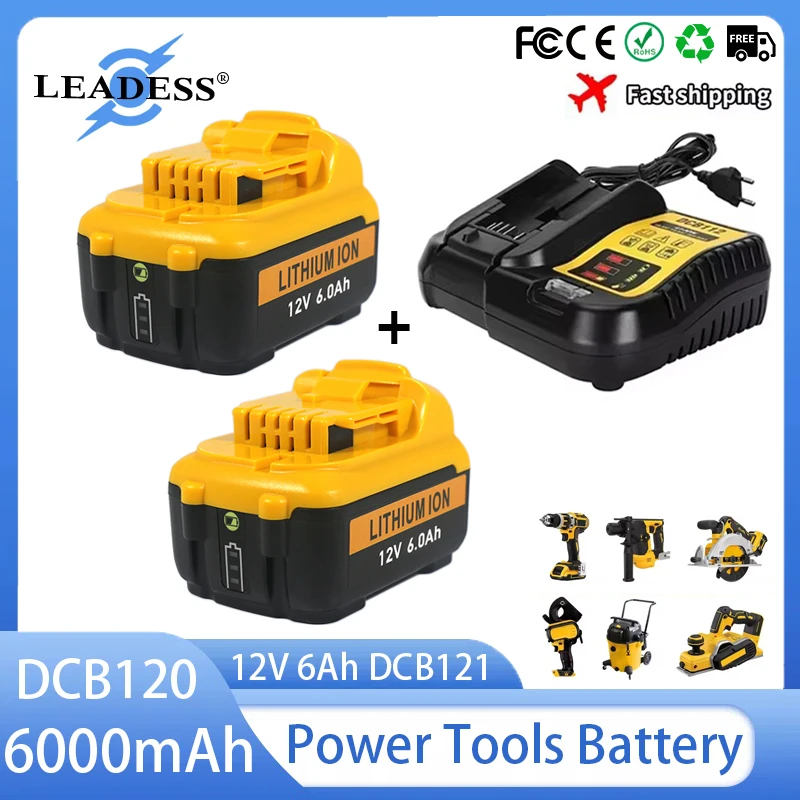 Nabíjateľná batéria pre Dewalt DCB120 12V 6AH 10C Littium Battery Power Nástroj pre dewalt DCB121 DCB127 DCB125 DCB122 batérie