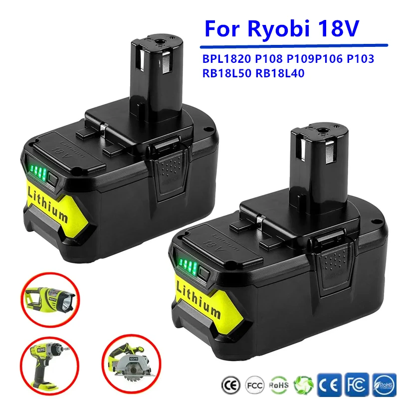 Nabíjateľná batéria Ryobi, Ryobi Hot P108 RB18L40 18V a 6000 mAh lítium-iónovej batérie, elektrický náradie, novinka