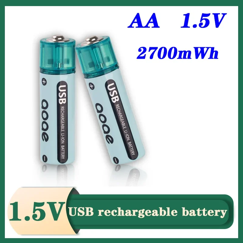 Nabíjateľná batéria USB Port USB AA 1,5V 2700MWH Nabíjateľná batéria vhodná pre: elektrické zubné kefky, rádio, hodiny atď.