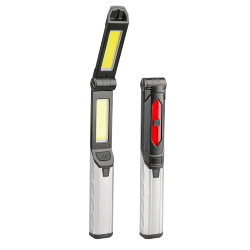 Nabíjateľná COB LED pracovná práca LED svetlo 10W, 180 ° Otočná skladacia inšpekčná lampa Mechanic 3Modes & Magnetic 1500MA kempingu Výstražná baterka