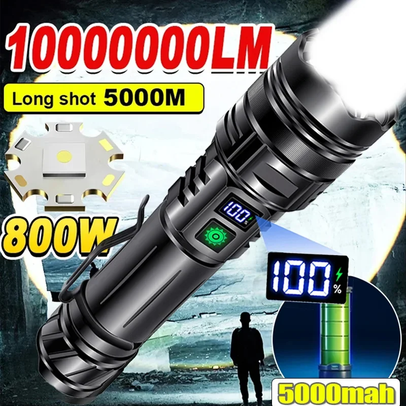 Nabíjateľná LED baterka Super svetlá prenosná prenosná ultra napájaná taktická lampa Torch Outdoor Kamping Lantern Lucerna