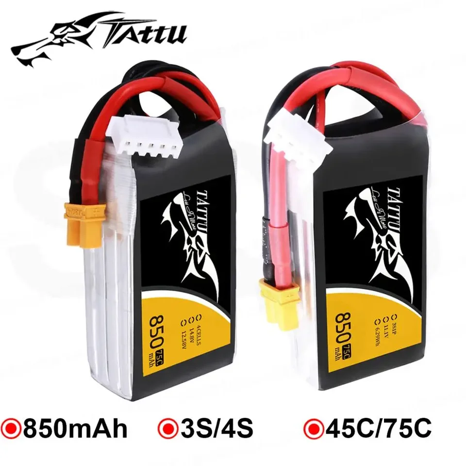 Nabíjateľnú batériu Ace Tattu lipo lipo 850 mAh 75c 45c 3s 4s 1p pre RC FPV Racing Drone Quadcopter