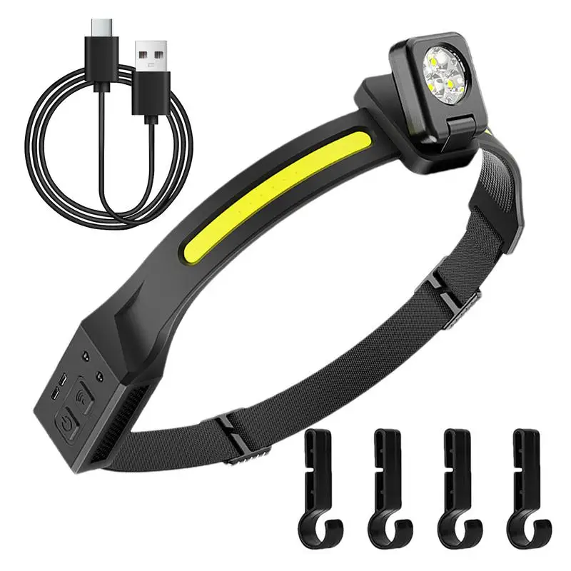 Nabíjateľný svetlomet 1 000 lúmenu jasnej LED hlavnej lampy s rozlohou 1200 mAh Lightweight Fishing Senzor svetlometového snímača pre snímač pohybu pre
