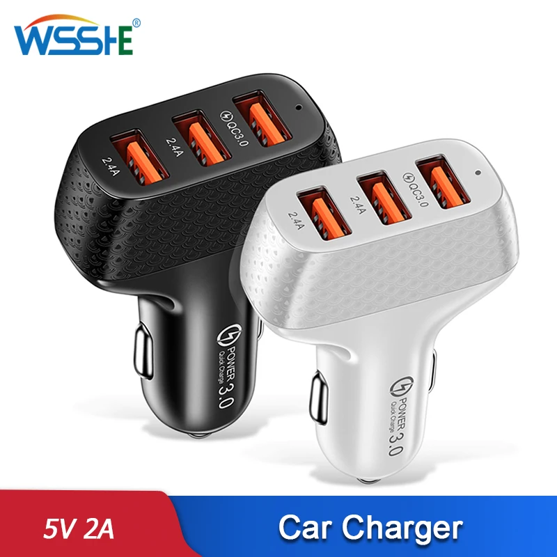 Nabíjačka automobilu 3 porty USB 5V 2A Rýchly nabíjanie 3.0 Telefónny adaptér pre iPhone 13 12 Xiaomi Huawei Samsung S22 Cigaret Cigaret