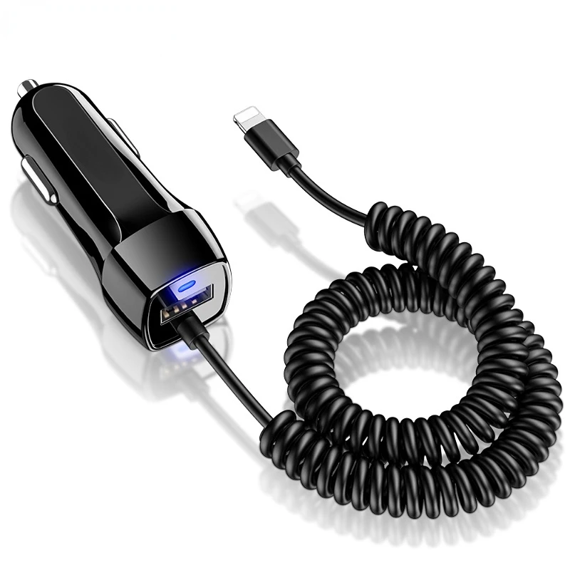 Nabíjačka automobilu USB typ C Dátový kábel Micro USB Spring Pull Teleskopický rýchly nabíjanie kábel pre príslušenstvo pre iPhone