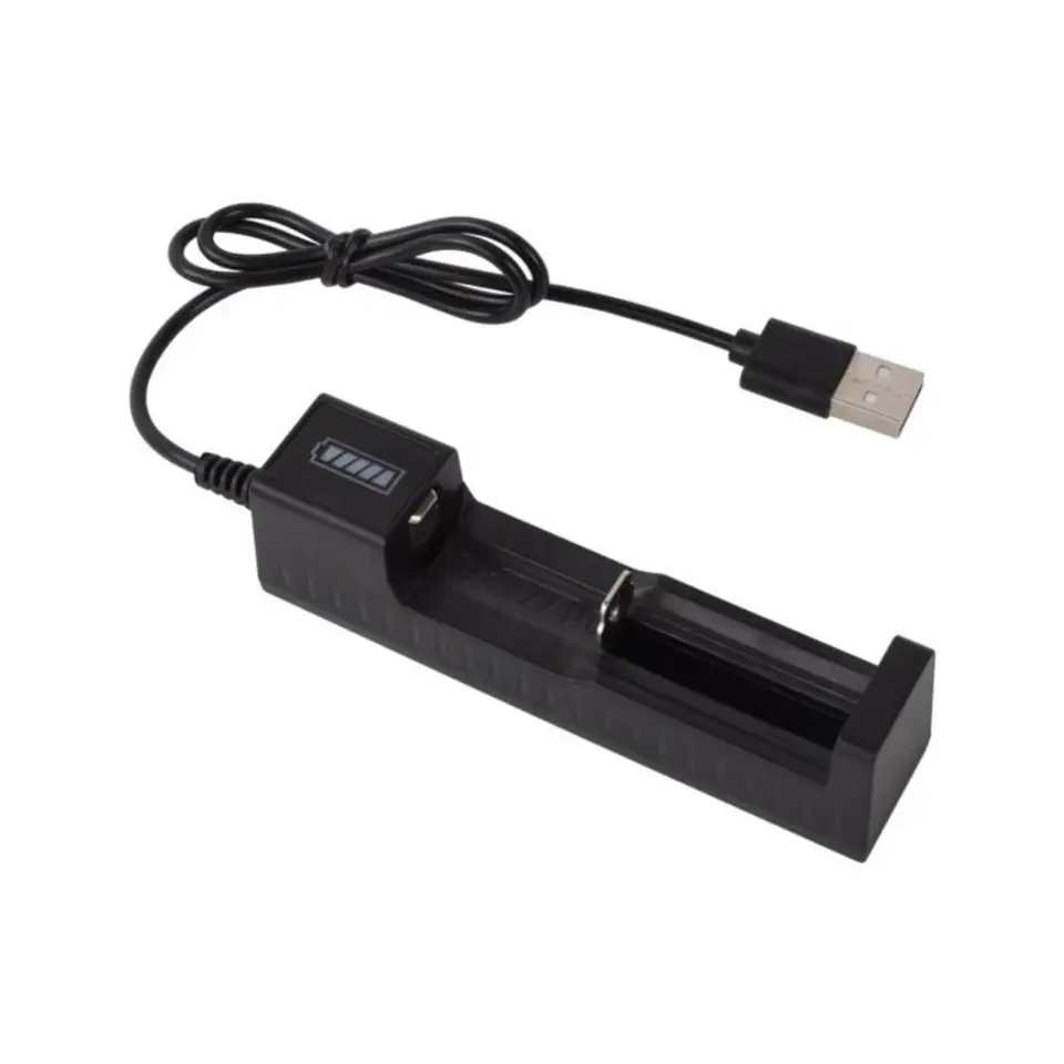 Nabíjačka batérií USB 18650 Universal Smart 1 Slot Nabíjačka lítium batérie nabíjacie adaptér s indikátorovým doplnkom