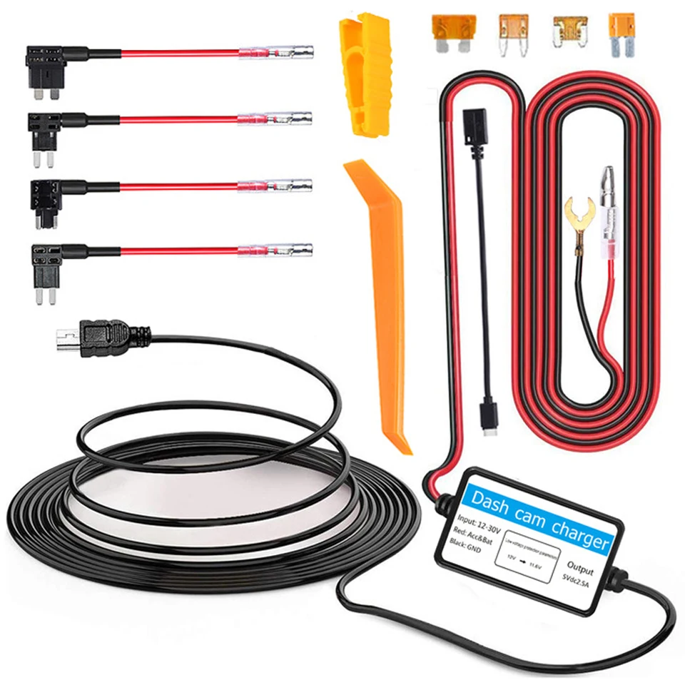 Nabíjačka na nabíjačku automobilu 5V 2A CAR DVR Record Hardwire Kit 12-30V Video rekordér Mini USB nabíjačku parkovacia monitor