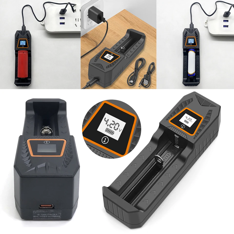 Nabíjačka nabíjačky batérií LCD LCD displej 5V 1A rýchla nabíjačka pre 3,7 V 4.2v 18650/16340/14500/26650/21700
