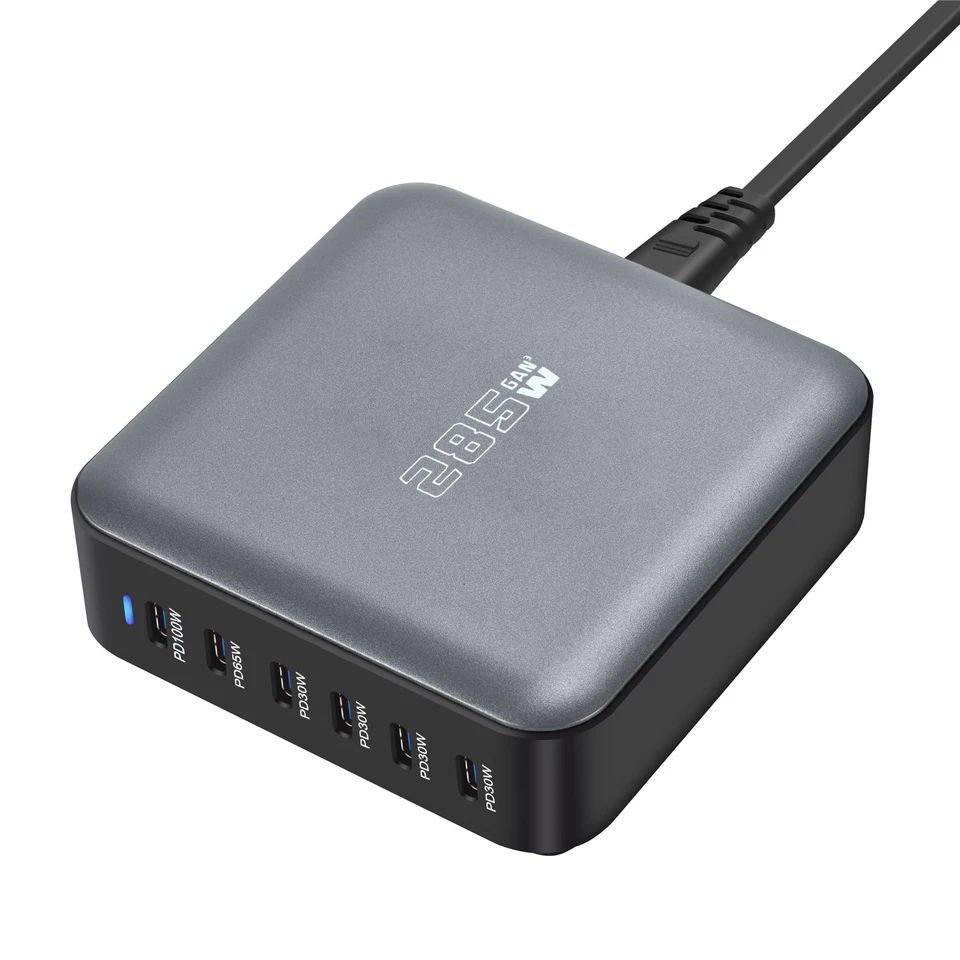 Nabíjačka pre stolné počítače pre viac mobilných telefónov, rýchla nabíjačka, typ C, PD100W, 6-port, nový štýl, 285W