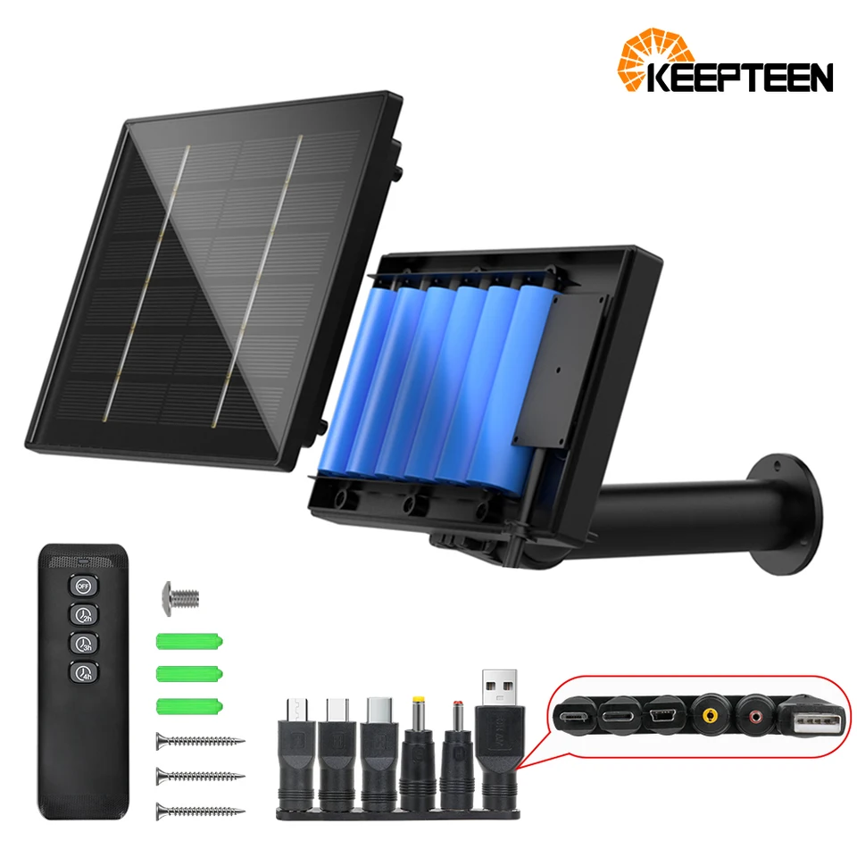 Nabíjačka so solárnym panelom D4 Vstavaná v roku 18650 batéria 4W Mini Solar Power Charger 6v 5V Typ výstupu DC USB rozhranie pre bezpečnostnú kameru