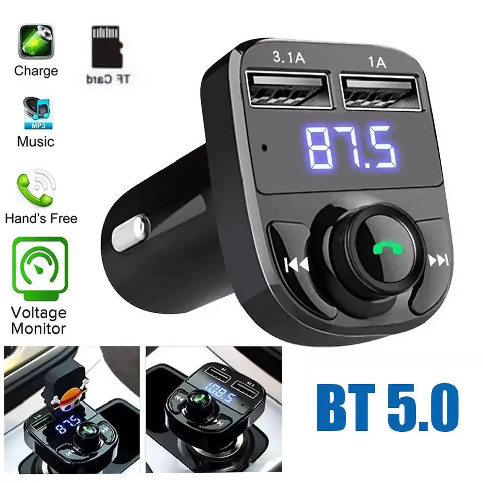 Nabíjačku na nabíjačku bez Wireless Bluetooth FM vysielač za ruky volanie Rádio prijímača mp3 hudobný stereofónny adaptér USB Dual Port nabíjačka