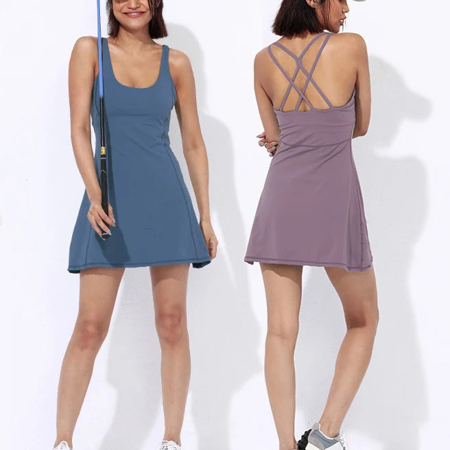 Nadanbao Ženy jogy tenisové šaty bez rukávov móda bez backwear bežecké šaty priedušné cvičenie šortky dvojdielne šaty