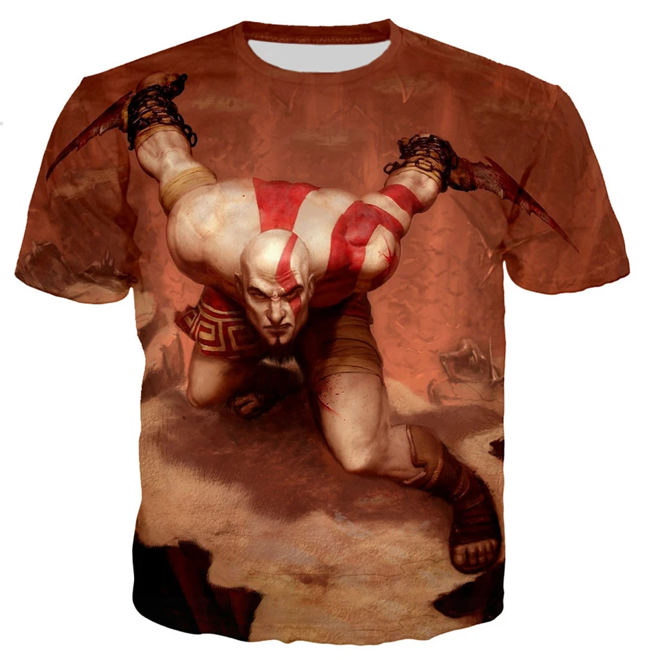 Nadmerné tričko Tričko God of War 3D tlač Tričká Men módne tričko Kids Hip Hop Tee Top pánske tričko s krátkym rukávom Boys Tee Tee