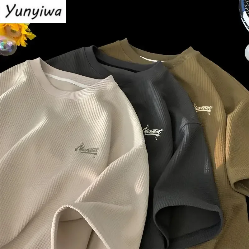 Nadmerné športové obleky Waffle Sports 2023 American Retro Ruckve Tričko a šortky Men Dámske letné voľné písmeno Top Streetwear