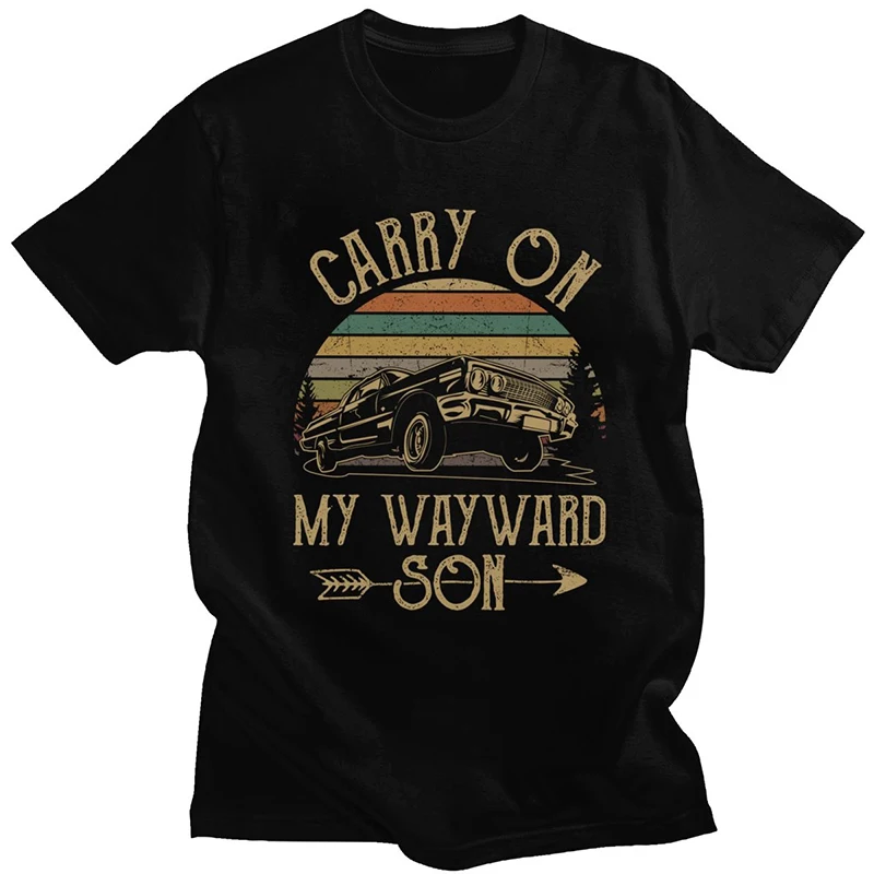 Nadprirodzené tričko Vintage pánske tričko prenášanie môjho Wayward Son Dark Heather Unikátne tričko Tete Triker Cotton Trshlear Streetwear
