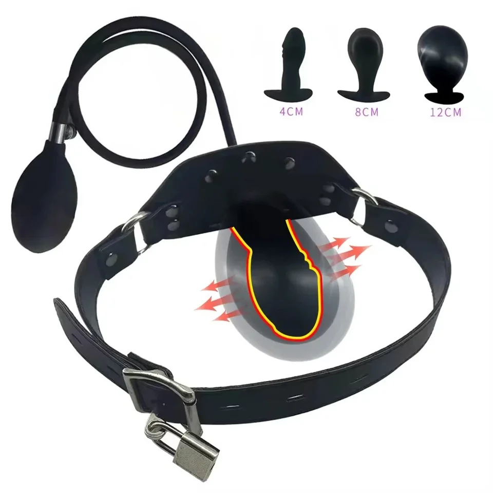 Nafukovacie ústa gag silikónové guľôčkové orálne fixácia Pu kožené pásové otroctvo obmedzenia roubíky penis bdsm otrok hračky hračky pre ženy