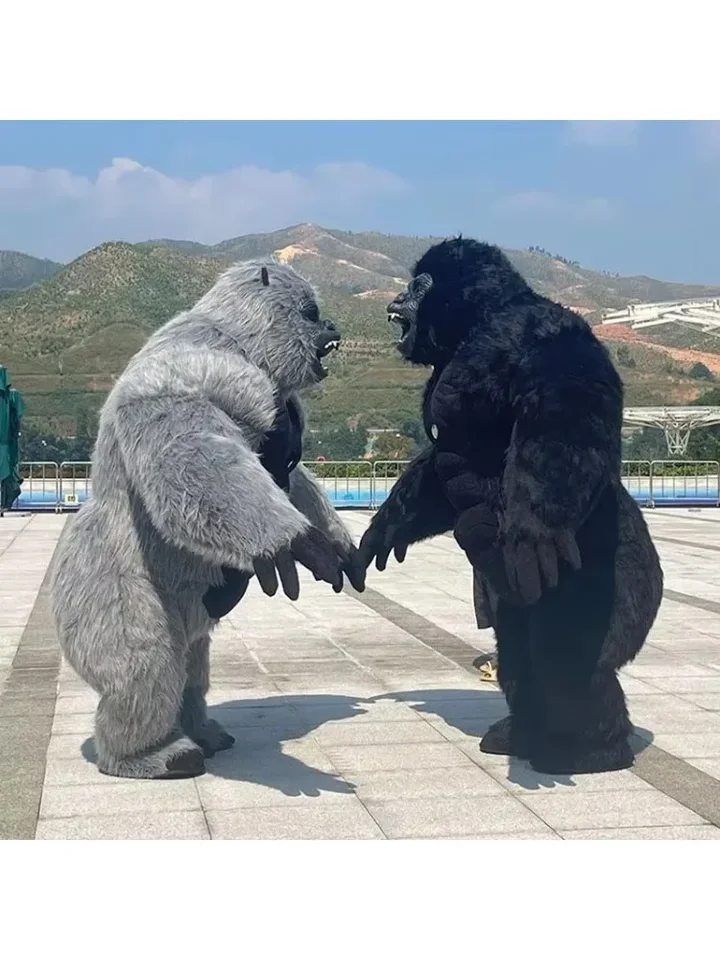 Nafukovací gorilla kostým s nafukovaním v reálnom živote plnohodnotný maskot oblek obrie pre dospelú kožušinu gorilla cosplay fancy šaty pre udalosti večierok bez batérie
