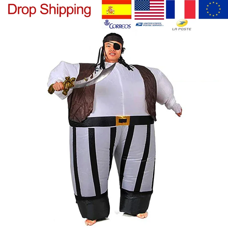 Nafukovací pirátsky kapitán Fancy Dress Costy Fat Sumo Oblek Dospelý piráti z Karibiku rola hrajú halloween anime kostýmy