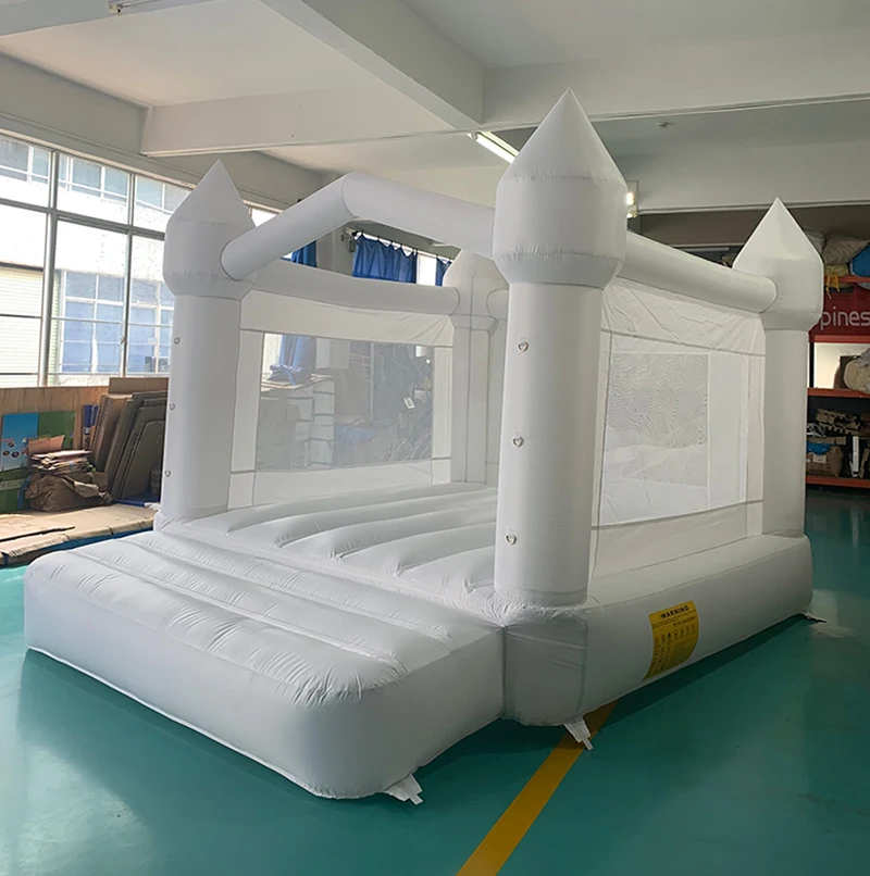 Nafukovací skákací hrad 4*3*2,6 m biely odrazový dom pre deti skákací dom biely pre deti s dúchadlom snímok 5-8 detí