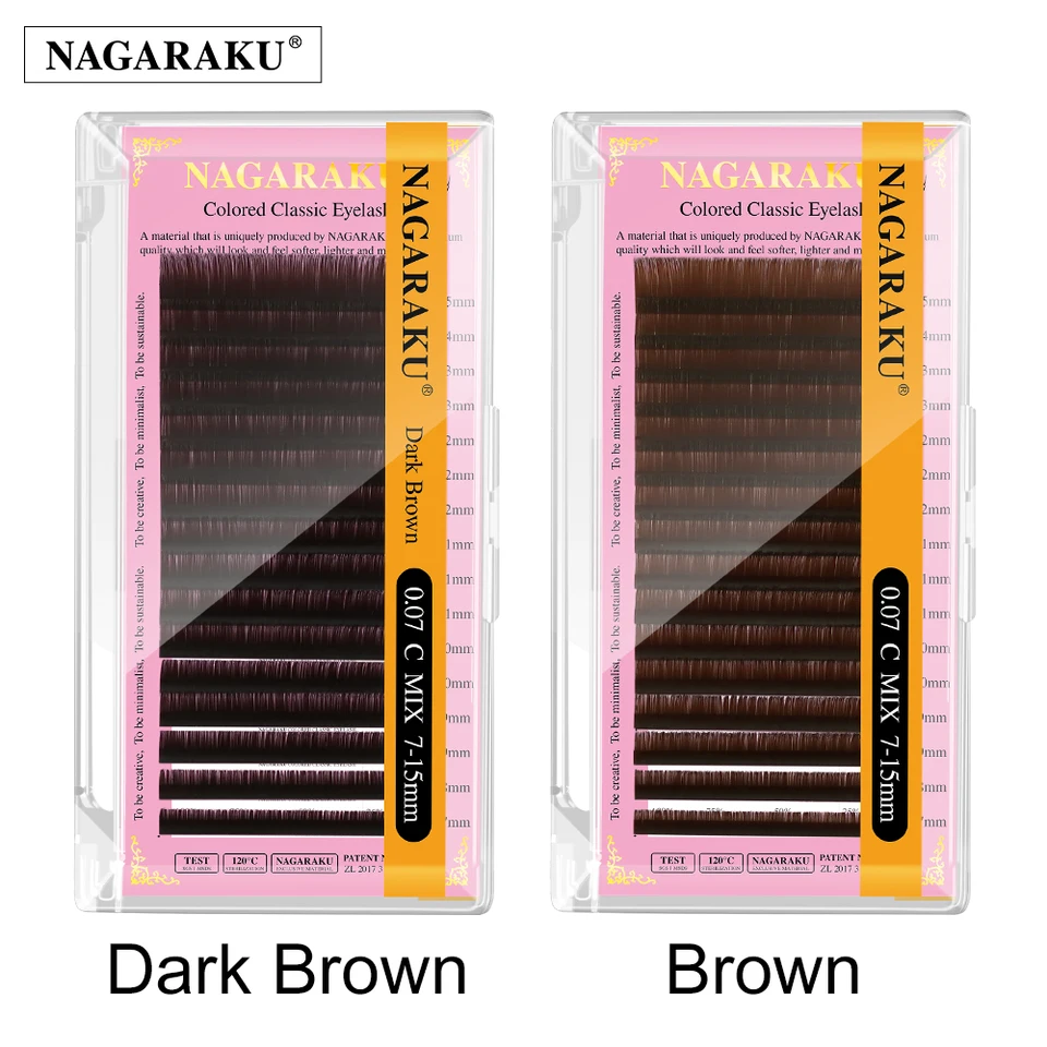 Nagaraku svetlo/ tmavo hnedá 7-15 mm mix veľkosť Mink Link Lash False RiY Faux Individuálne mihalnice Cilia Rifes Extension