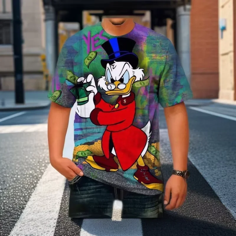 Nahnevaný Donald Duck T tričká Men Men móda pre mužské tričká Crew Neck Disney tričko tričko s krátkymi rukávmi vrcholy plus veľkosť