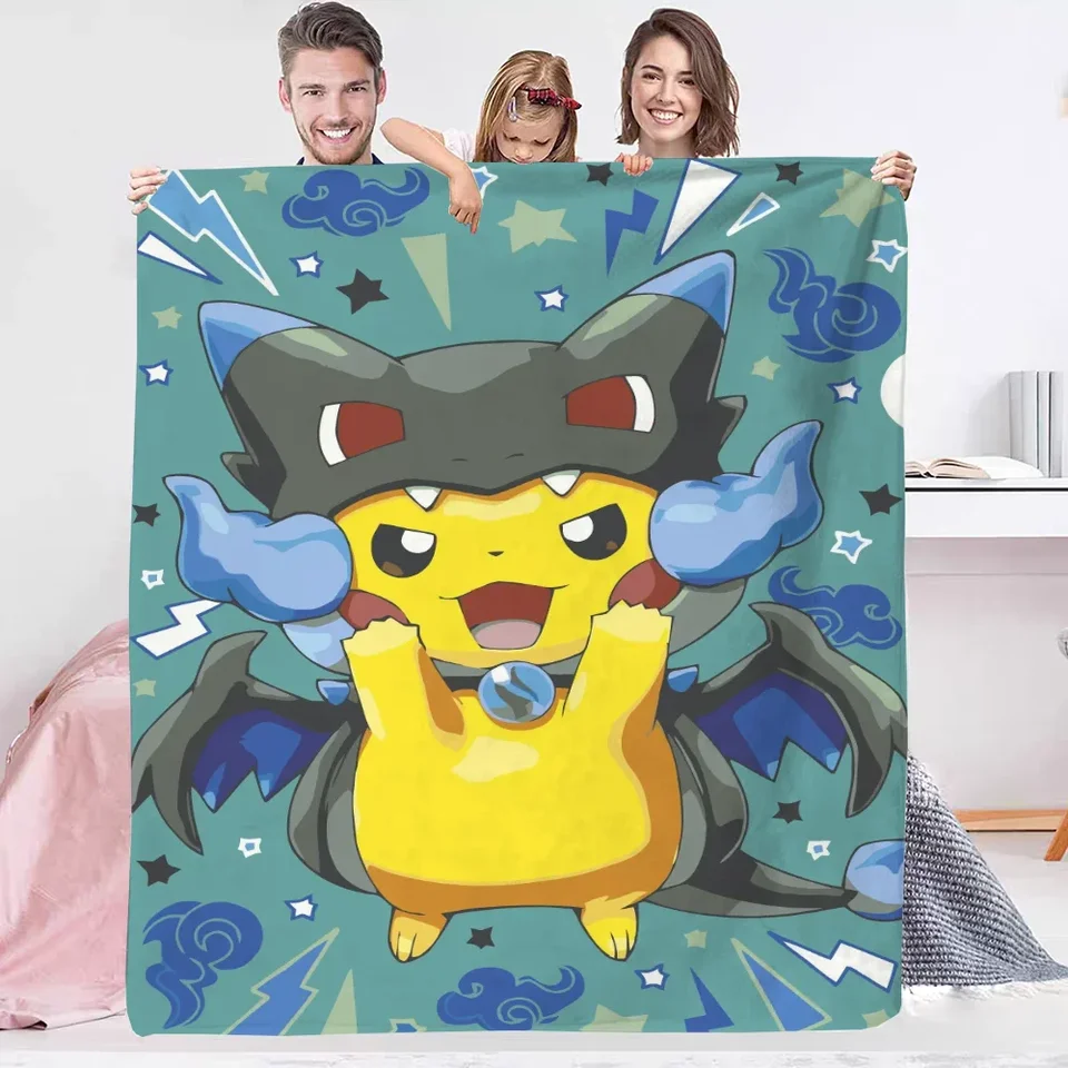 Nahrýchané mäkké prikrývky Pokémonové dvojlôžkové prikrývky pre dekoratívnu pohovku na mieru prikrývka posteľ na posteli a dekoráciu