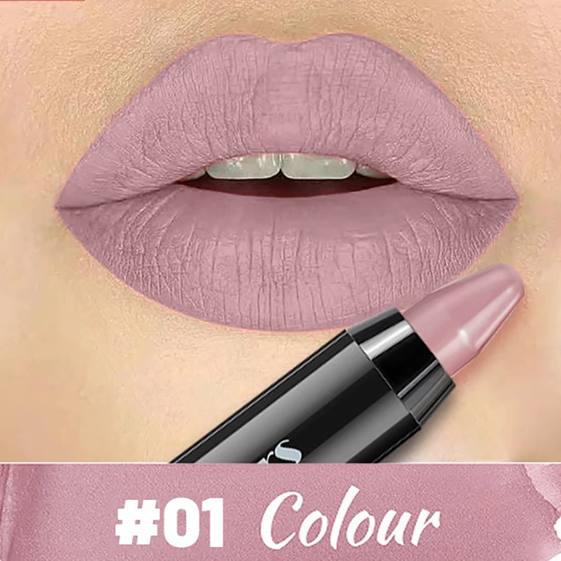 Nahá šedá ružová vložka pero pero matný obrys Crayon Crayon Lipstick Neprežadovaný pohár nepremokavý sexy červený perný tvar make-up kozmetika