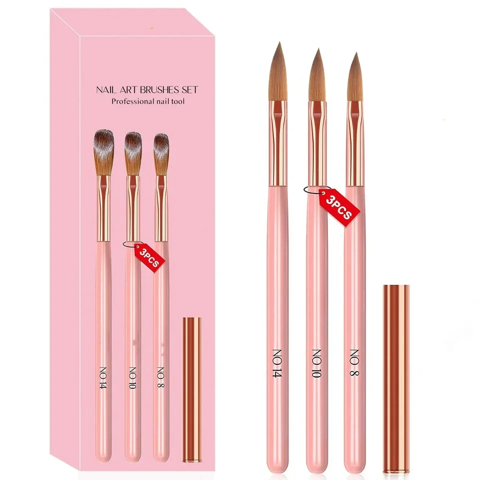 Nail Art Pen Špeciálna nechtovú umenie 3 ružové drevené prúty na nechty na nechty Crystal Pen Set na nechtovú kefu na nechty Nástroje na nechty manikúru Nástroje
