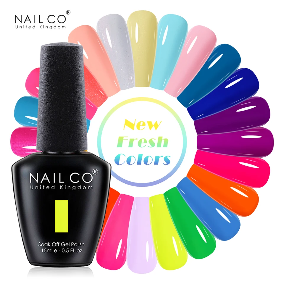 Nailco 15 ml letný gél lak na nechty dizajn nechtov na nechty Zjavné čerstvé UV/LED nechty gélové fluorescenčné farebné série trblieta
