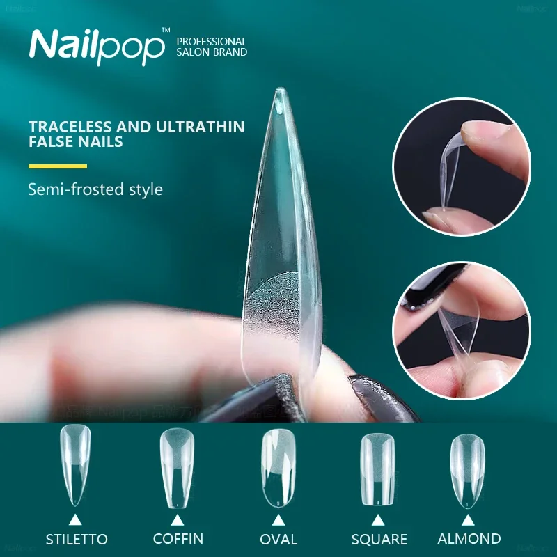 Nailpop nechtovú kapsulu Full Cover Falošné nechty Art Tips Croffov polotiaknutý lis na nechty Krátke falošné špičkové príslušenstvo Nástroj 120ks