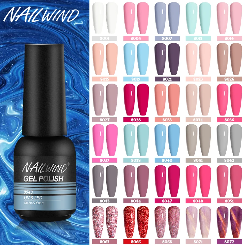 Nailwind 8 ml laky nechtového gélu základňa na nechty Diy lak na nechty Polovník Permanentný hybridný UV gél liezkový matný efekt