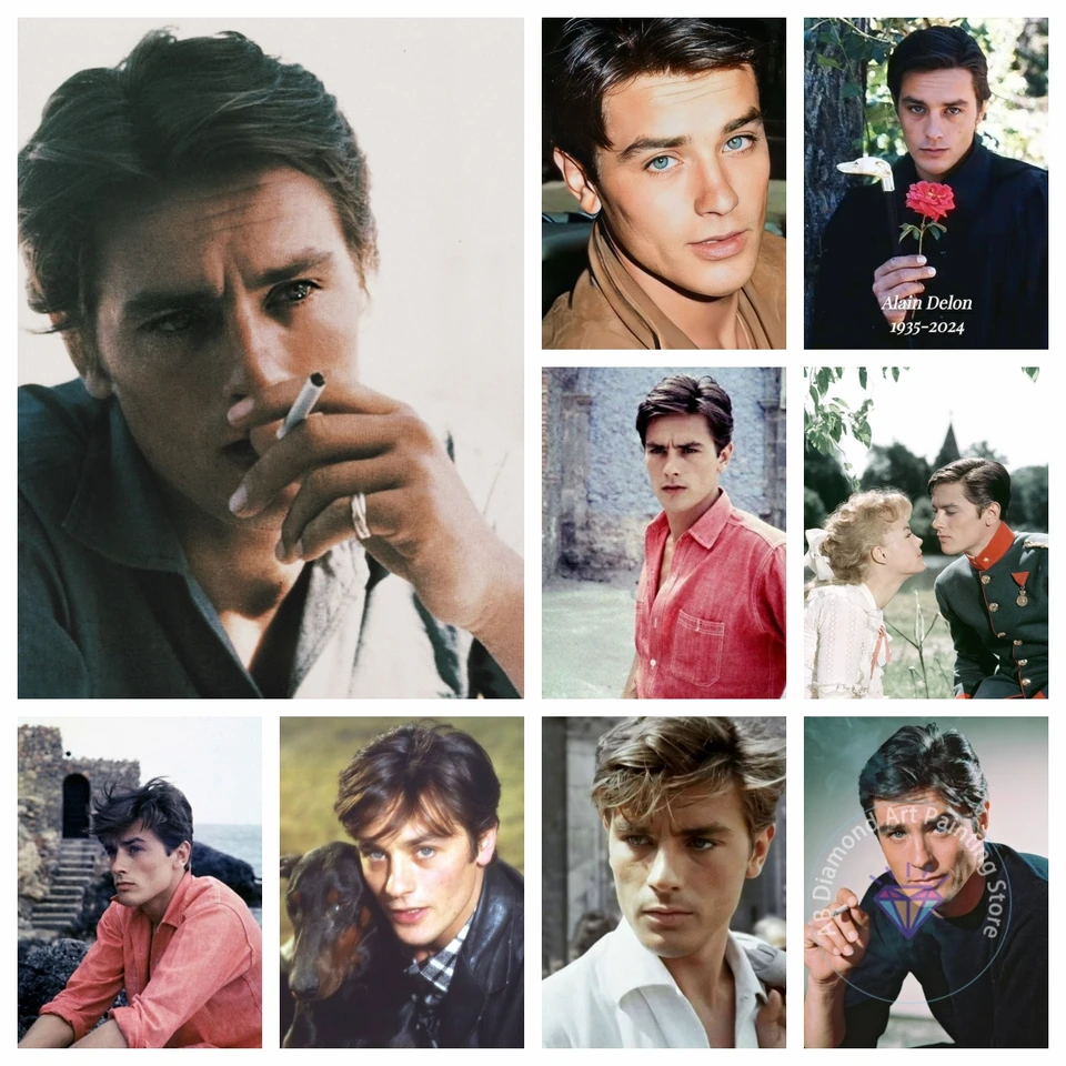 Najkrajší muž v Európe DIY AB Diamond Mosaic Painting Francúzska zábava Idol Alain Delon vyšíva dekorácie izby