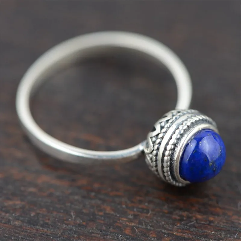 Najlepšie 100% originálne 925 lapis lazuli prstene pre ženy darček darček retro elegantný prsteň Sterling Silver Jewelry