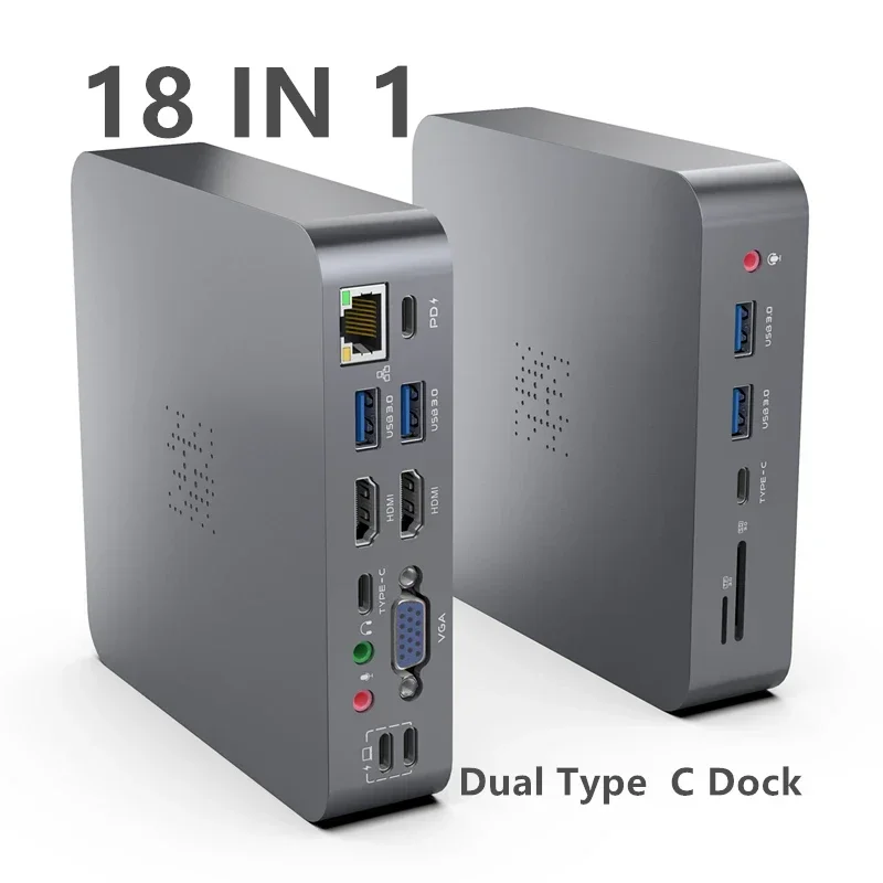 Najlepšie duálne S HDML 18 v 1 type C 100W PD nabíjačku prenosný adaptér USB C Hub pre MacBook