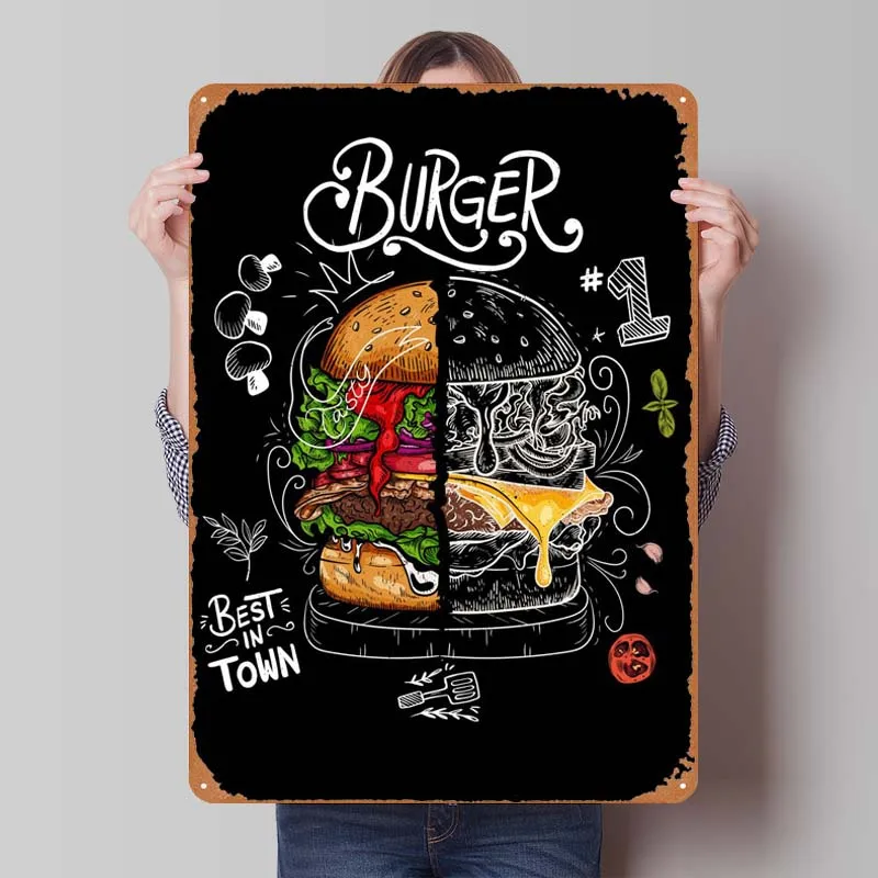 Najlepšie hamburgerové dosky recept kovové plagáty nástenná kaviareň kavia