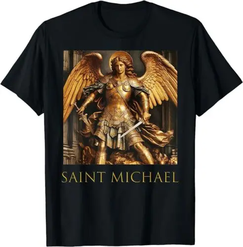 Najlepšie na kúpu Dark Gold Saint Michael the Archanjel Gift Idea Christian Tričko