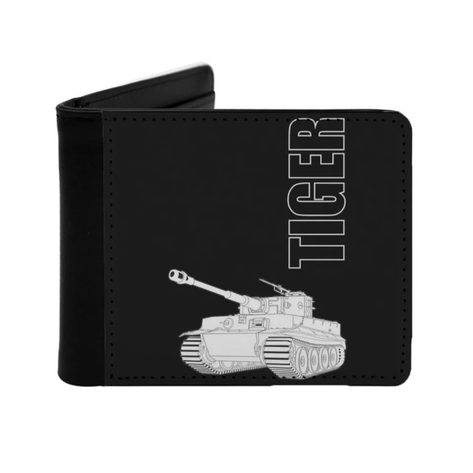 Najlepšie pre milenec tanku Slávny nemecký tank PZ VI Tiger Short PU kožená peňaženka Pánska držiteľ kariet držiteľ kabelky na peňaženky Cash vrecka