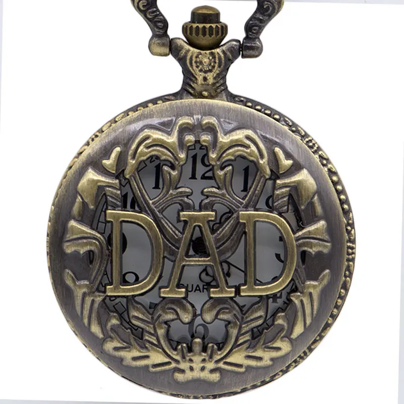 Najlepší darček pre otca Hollow Dad Quartz Pocket Watch Men Men Otec náhrdelník s príveskom s reťazou Deň otcov narodeninové darčeky hodiny