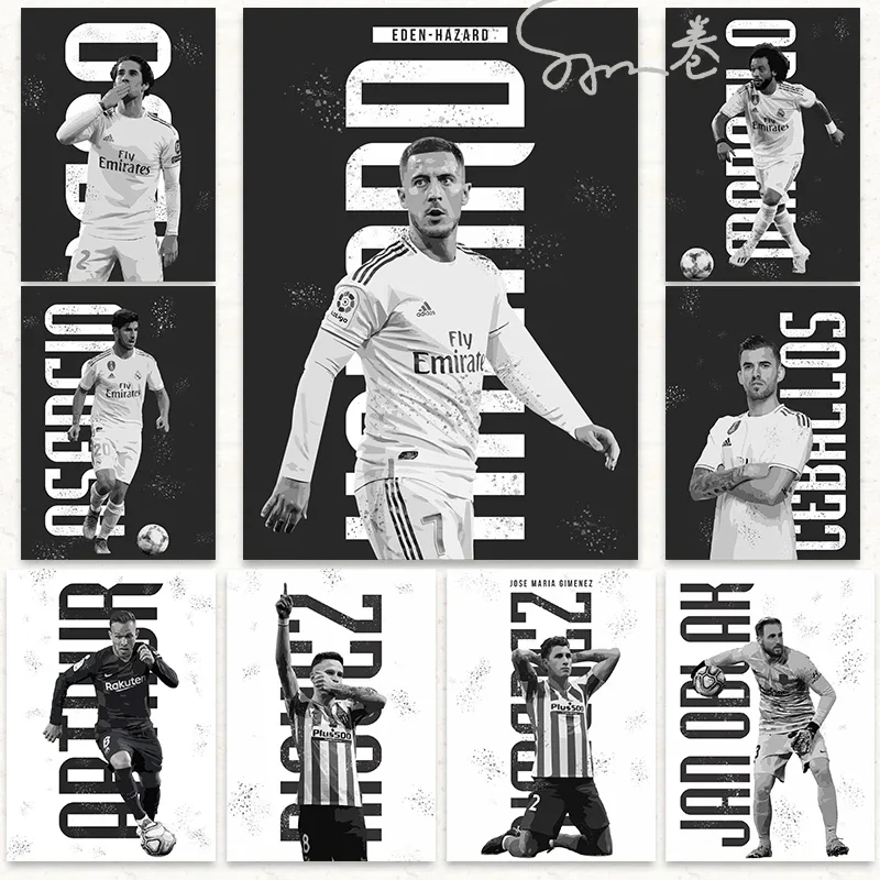 Najlepší futbaloví hráči portréty plagát plátno tlačiarenské futbalové hviezdy Portréty Wall Art Picture Football Fanúšikov