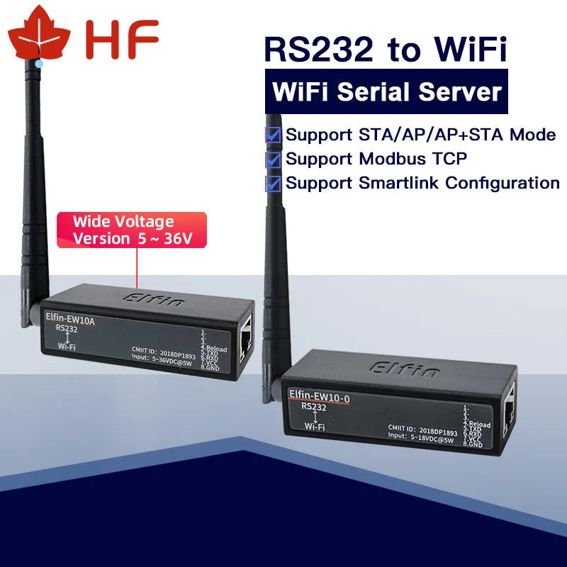 Najmenšie elfin-e-e-E-EW10A-0 bezdrôtové sieťové zariadenia Modbus TPC IP Funkcia RJ45 RS232 na server WiFi Serial Server