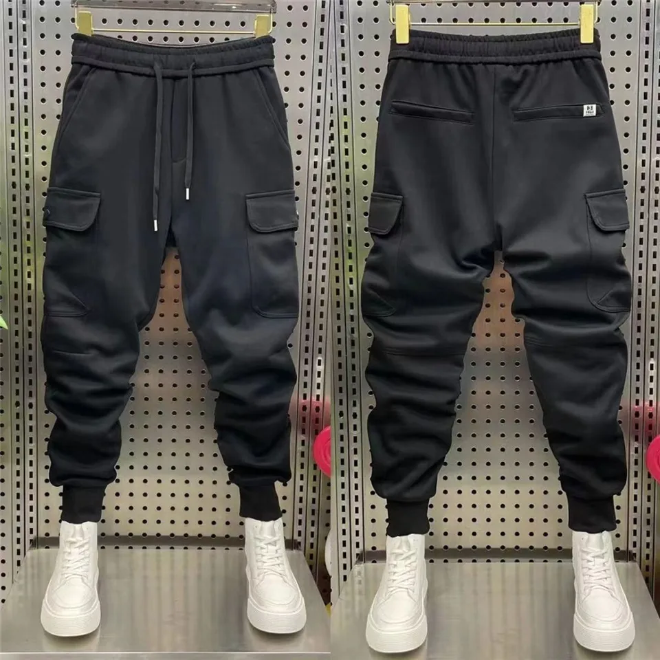 Najnovšia jesenná čierna čierna vrecková kombinéza Pánsky neformálny bežecký kazeta Čierny štíhly fit outdoor Cargo Harem Pants Brand Oblečenie
