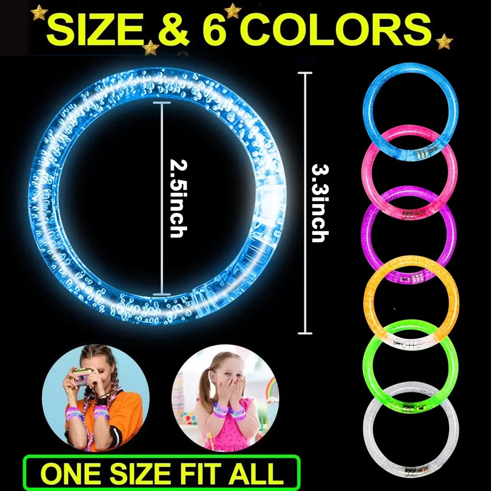 Najnovšie 20ks LED náramok s náramkami ľahká palica večierky Svietiace v temnej vianočnej hudbe Party Light Toy Gift Color Random