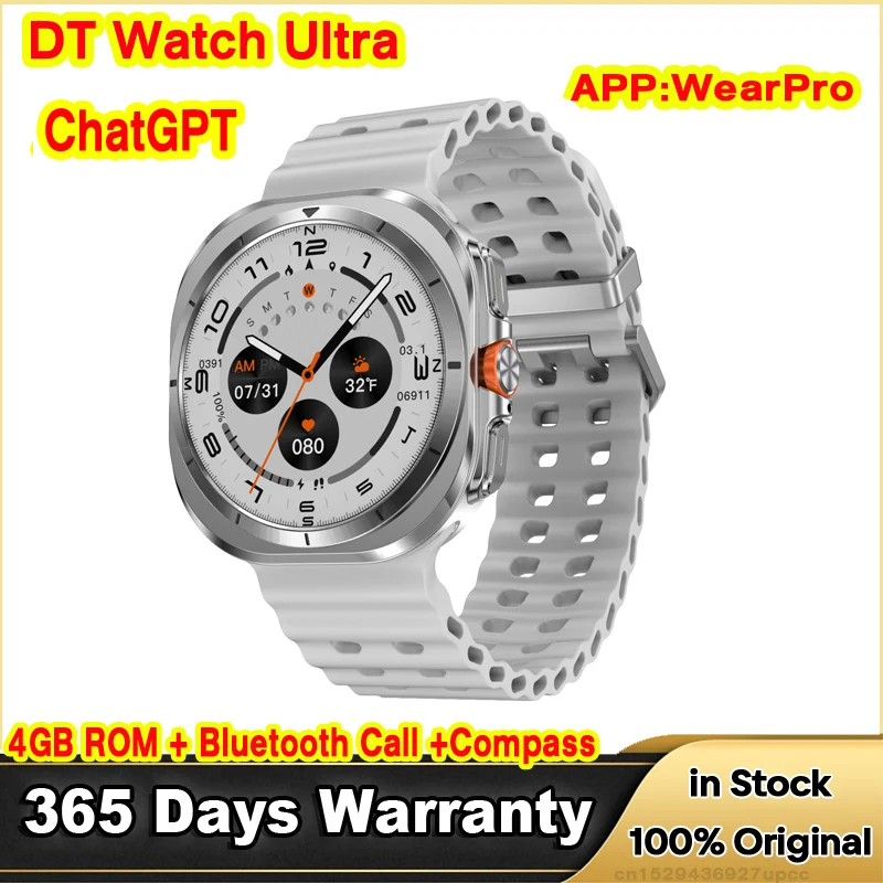 Najnovšie 4 GB ROM DT Watch Ultra Smart Watch Bluetooth Call Chatgpt 1.5inch Compass Local Music Games Sport Smartwatch Men Ženy