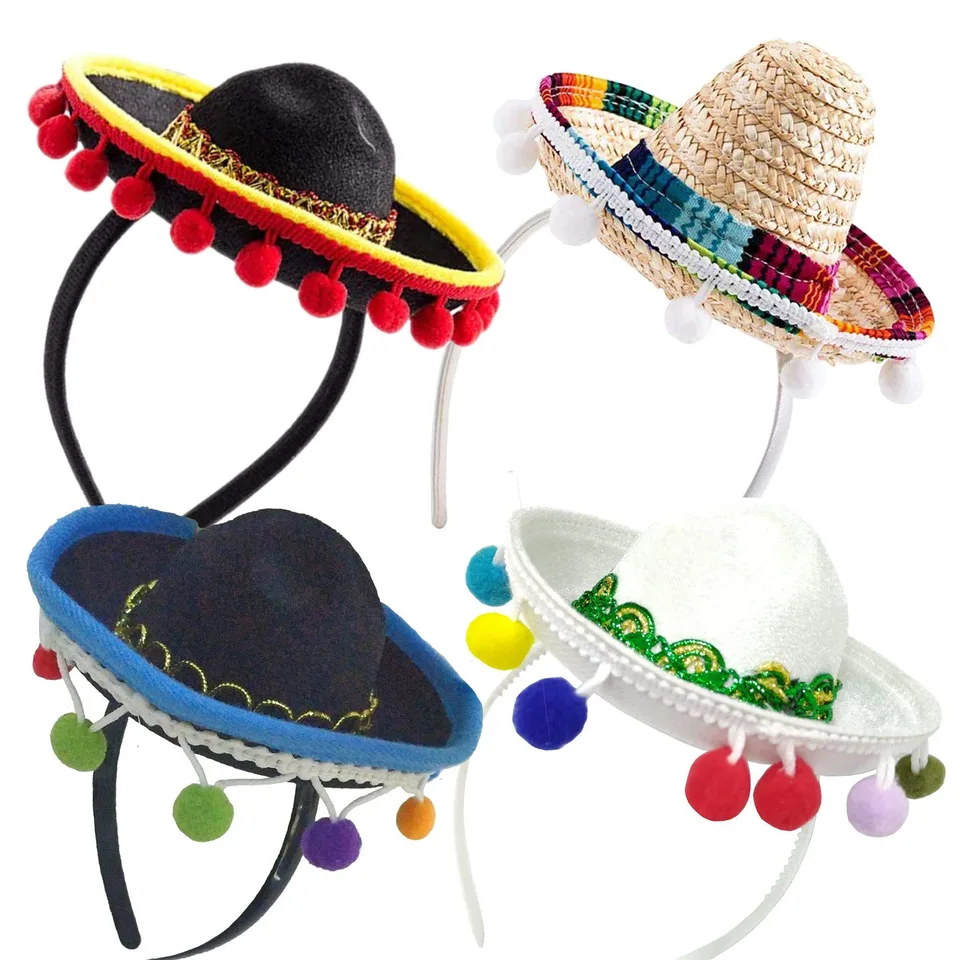 Najnovšie 4ks/set mini sombrero klobúky Baby Fiesta Party uprednostňuje Cinco de ma-yo kostým hatfestivalu karneval mexický večierok dekor