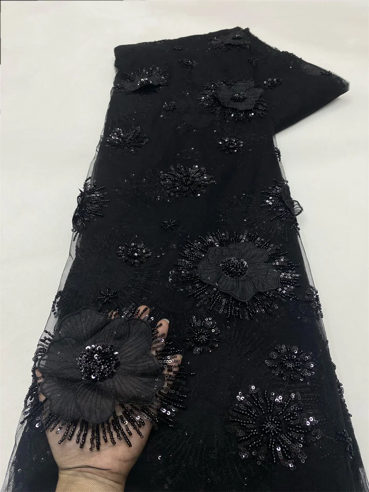 Najnovšie africké 3D kvetinové čipky tkaniny Dubaj Flitre TULLE TULLE LACE TRUSKÉ PRAVDENIE Nigérijskej tkaniny na šitie VXZ6122