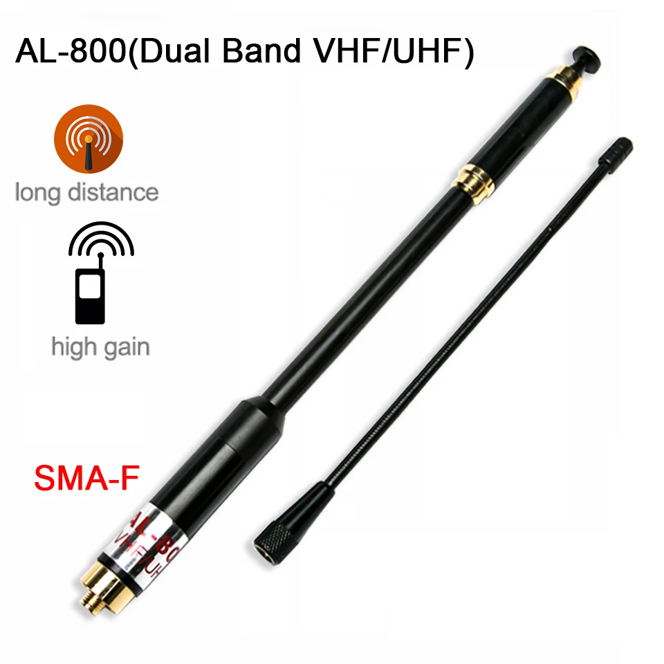 Najnovšie AL-800 Dual Band 144/430MHz SMA-Female Teleskopická anténa AL800 pre Wouxun Tyt Hyt Baofeng BF-888S UV-5R Radio Radio Radio